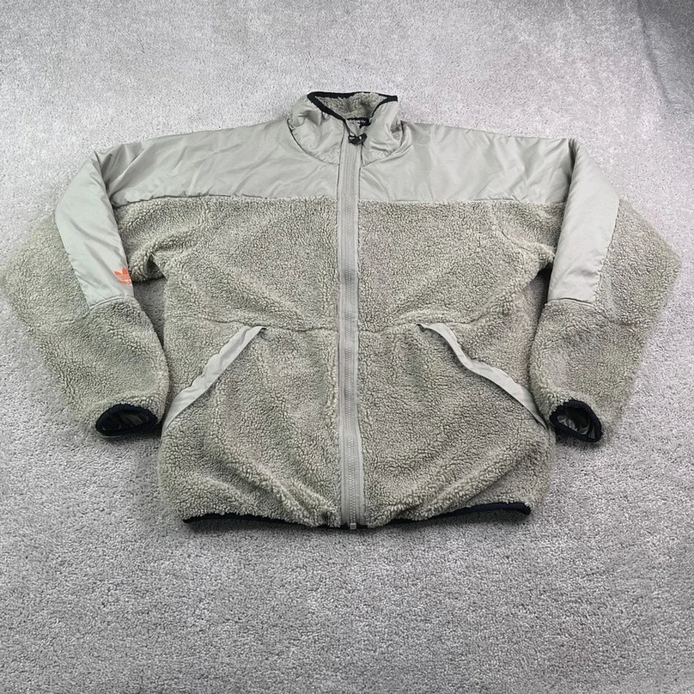 Adidas Jacket‎ Mens Medium Tan Sherpa Fleece Snowboarding Full Zip Polar Coat